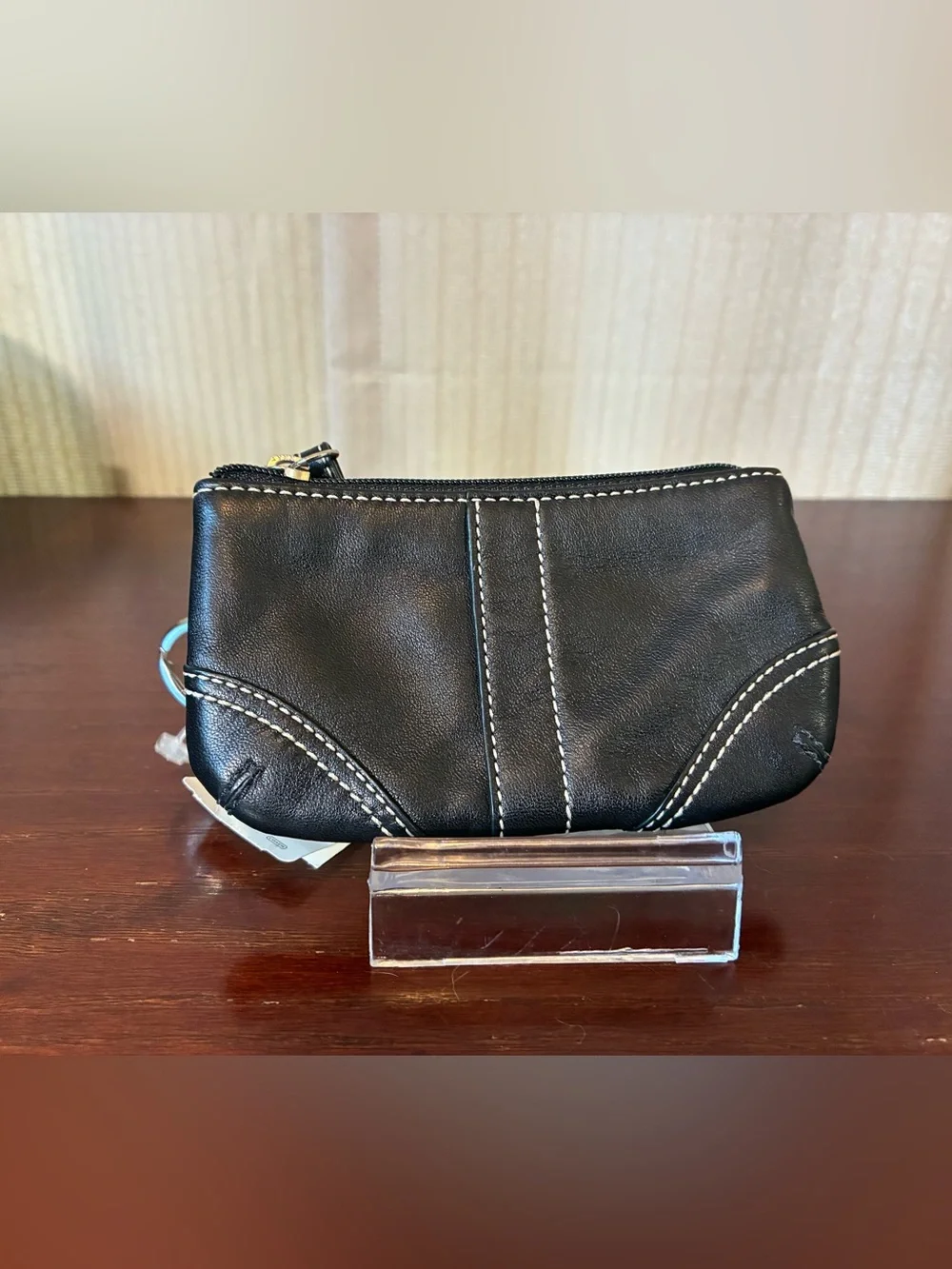 Coach Y2K Black Leather Zip Wristlet NWT